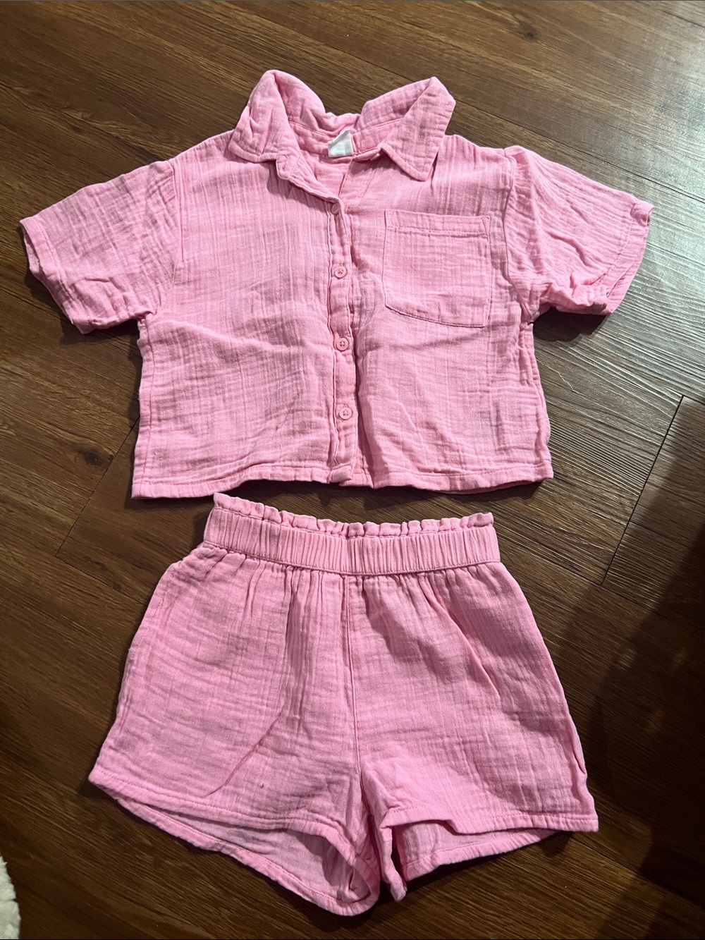 GAP Pink Short Sleeve Button Set - Top & Shorts